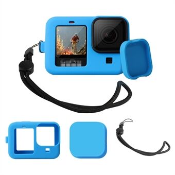 Silikoninen kameralaukku, jossa linssinsuojus, katoamista estävä köysi GoPro Hero9:lle