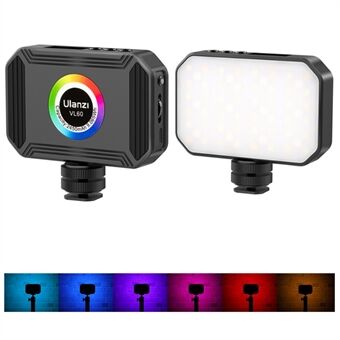 ULANZI VL60 Mini tasku RGB-videovalo Kannettava magneettinen LED-kameran täyttövalo valokuvaukseen