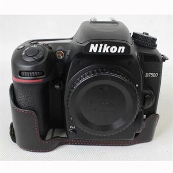 Half Camera PU-nahkainen suojakotelo Nikon D7500 -digitaalijärjestelmäkameralle