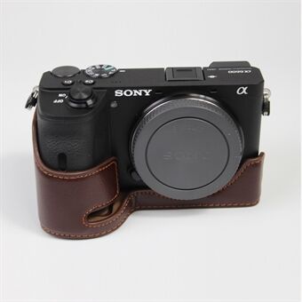 Aitoa nahkaa oleva kamerasuojausalustan suojapuolikotelo Sony A6600:lle