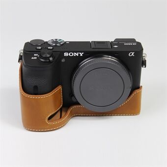 PU-nahkainen kamerasuojausalustan suojapuolikotelo Sony A6600:lle