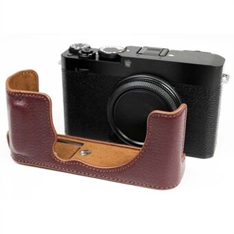 Aitoa nahkaa oleva kameralaukun pohjakotelo, puolivartalosuoja ja paristoaukko Fuji X-E4:lle