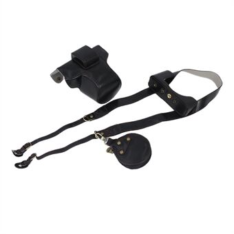 PU-nahkainen irrotettava kameralaukkukotelo, paristoaukon muotoinen suojakuori objektiivipussilla ja olkahihnalla Nikon Z FC 28mm:lle