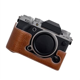 Fujifilm X-T5 Buffalo Texture PU-nahkakameran pohjakotelolle flanellivuori Puolivartalon suojakuori ja paristoaukko