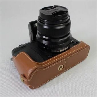 Aitoa nahkaa puolikamerakotelon laukkukotelon suoja Fujifilm X-E3 -kameralle - ruskea