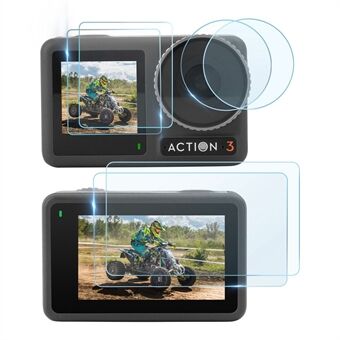 SUNNYLIFE OA3-BHM495 6 kpl / sarja karkaistu lasi näytönsuoja DJI Osmo Action 3 Scratch kameran linssikalvolle + näyttökalvolle