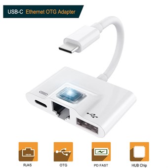 Type-C - RJ45 Ethernet OTG -sovitin Kiinteä LAN-kortti Ethernet USB OTG HUB HD -videosovitin