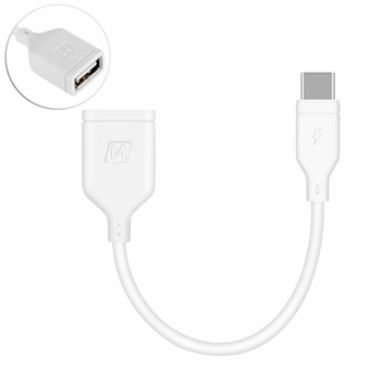USB-C-USB-sovitin - Tukee OTG-toimintoa - 15 cm - Valkoinen